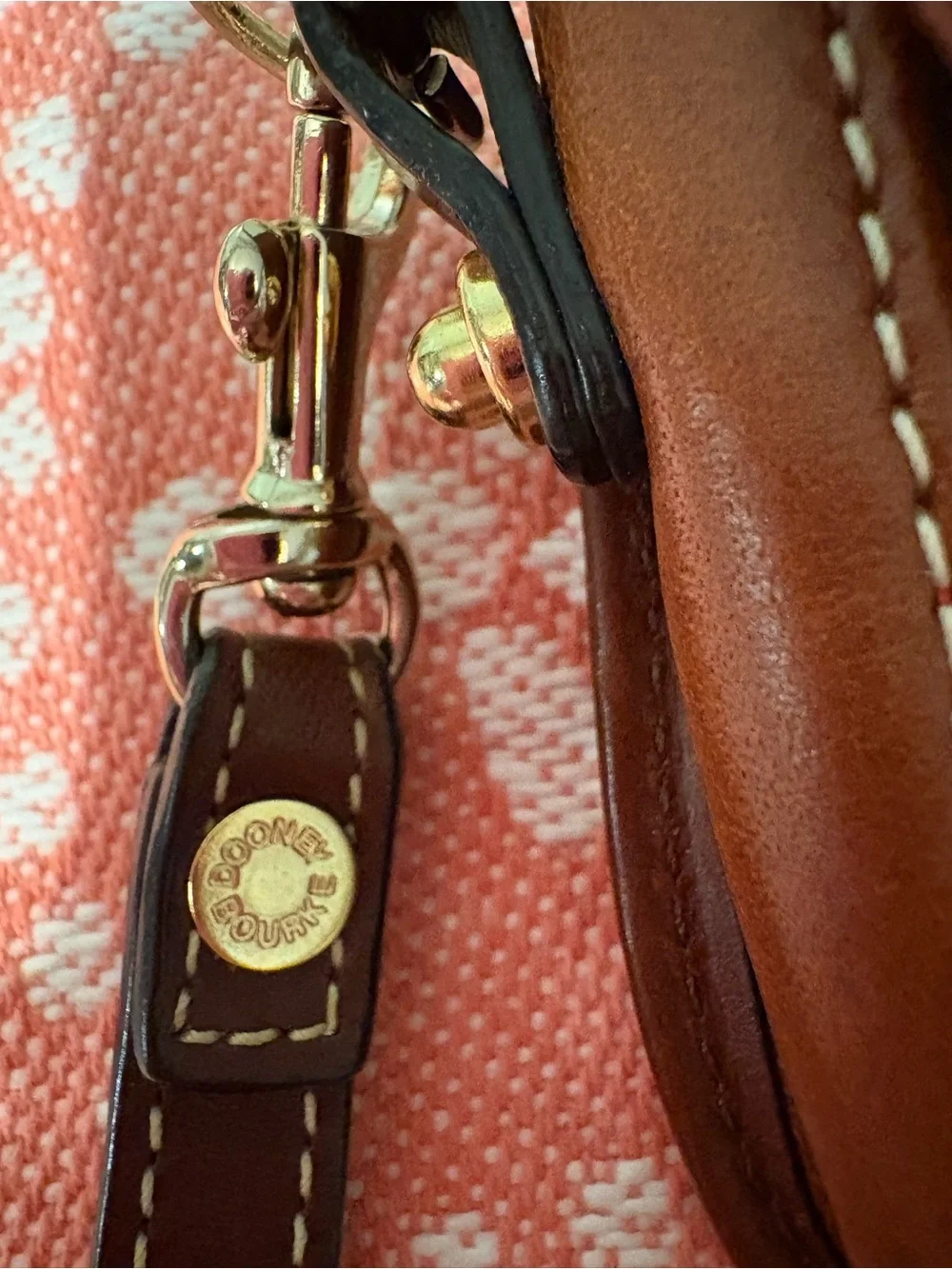 Dooney & Bourke Gray Canvas and Brown Leather Wristlet